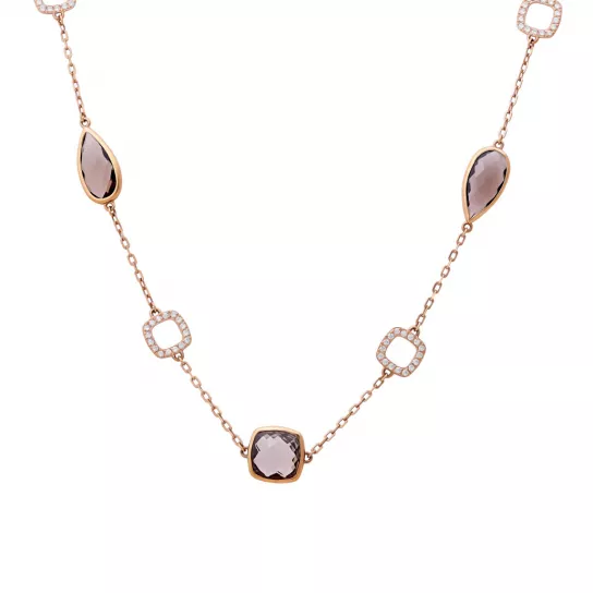 Колье с раухтопазом и фианитом из золота