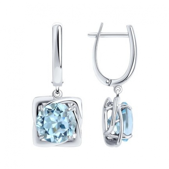 Серебряные серьги 925, женские, с топазом