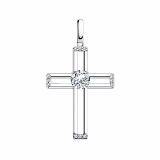 Серебряная подвеска 925, женская, с фианитом