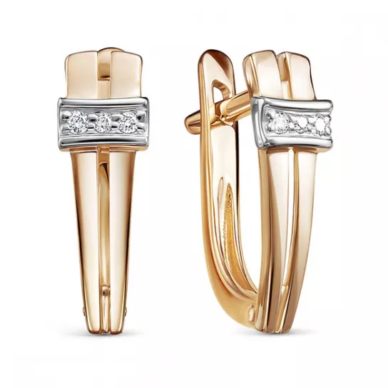 Золотые серьги 585, женские, с бриллиантом