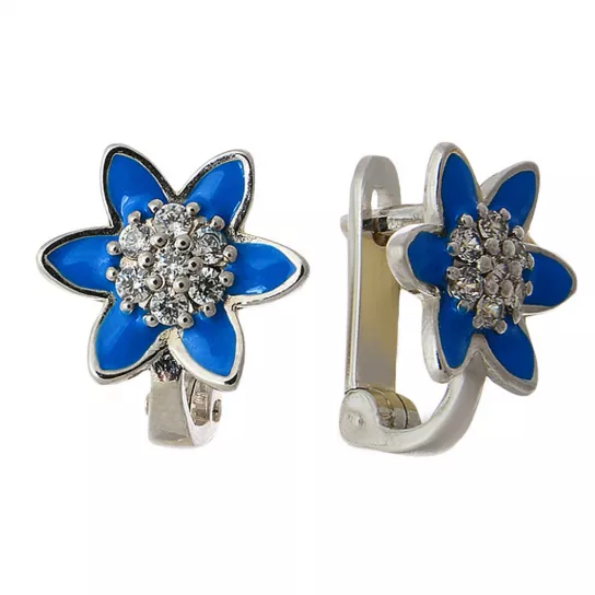 Серебряные серьги 925, женские, с эмалью и фианитом